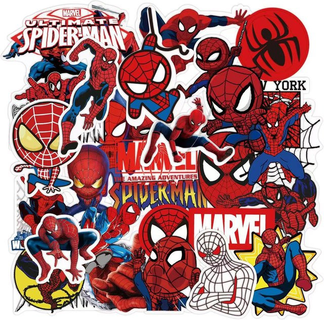 50 Stück Spiderman Anime Aufkleber Set, wasserfeste Sci-Fi Graffiti Dekoration für Handyhülle, Skateboard und Koffer, Mehrfarbig - Bild 1