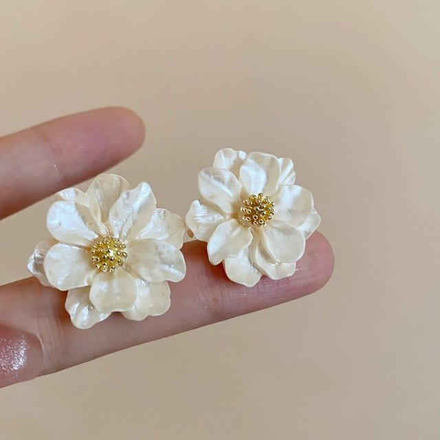 RINHOO FRIENDSHIP Ohrstecker, weiß, Blumen, Damen - Bild 1