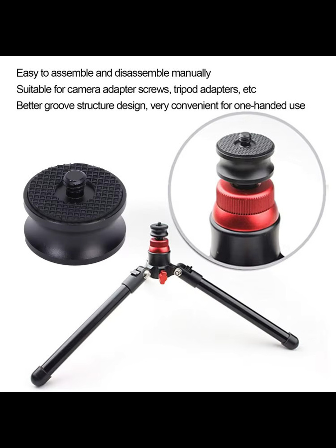 Qiilu Kamera-Adapter 3/8 Zoll Innengewinde auf 1/4 Zoll Außengewinde in Schwarz für Stativ, Einbeinstativ und Gimbal - Bild 5