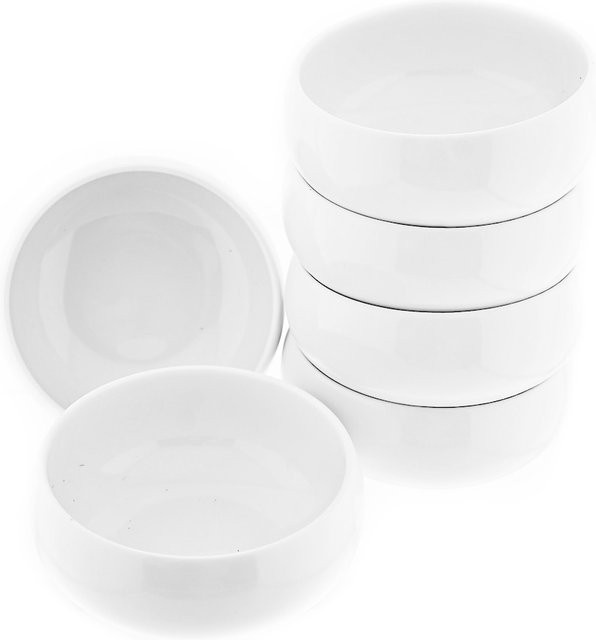 Belicia 6er Schalen Set aus Porzellan in Weiß Hochglanz Rund für Snacks, Desserts oder Müsli - Bild 1
