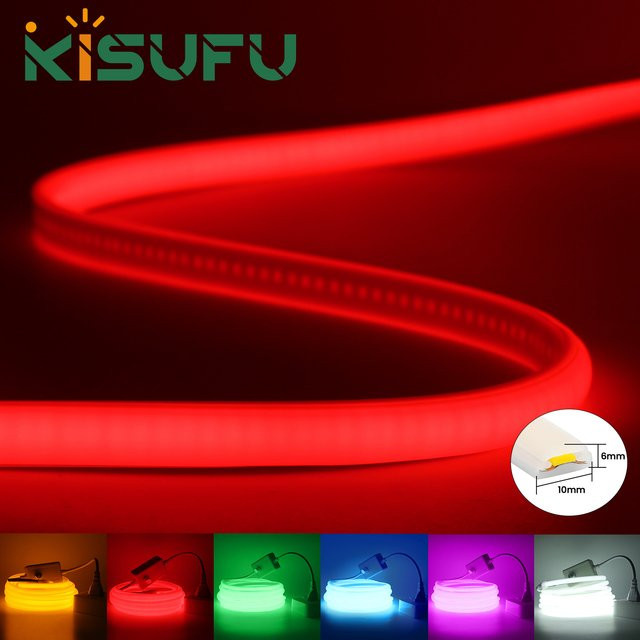 KISUFU COB Neon LED Streifen RGB Mehrfarbig, dimmbar und wasserdicht, 288 LEDs/m, Länge: 1 m - Bild 1