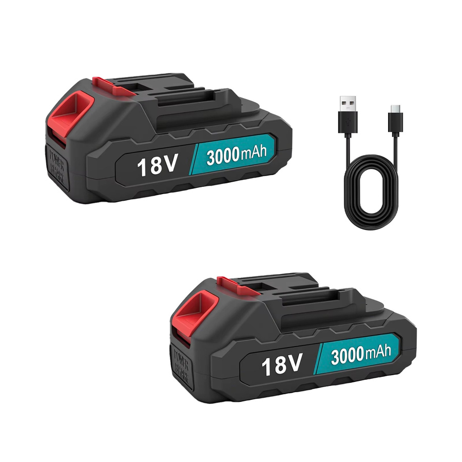 2er-Pack Ersatzakku für Makita 18V Akku-Werkzeuge mit 3000mAh und USB-C-Ladeanschluss, Schwarz - Bild 9