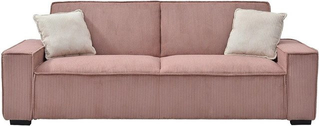 Vente-unique Schlafsofa Sekota in Rosa mit Cord-Bezug und Armlehnen, Breite: 230 cm - Bild 1