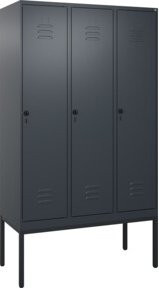 C+P Spind Classic PLUS Garderobenschrank mit 3 Abteilen, Anthrazit/Schwarz, H x B x T: 212 x 120 x 50 cm - Bild 1