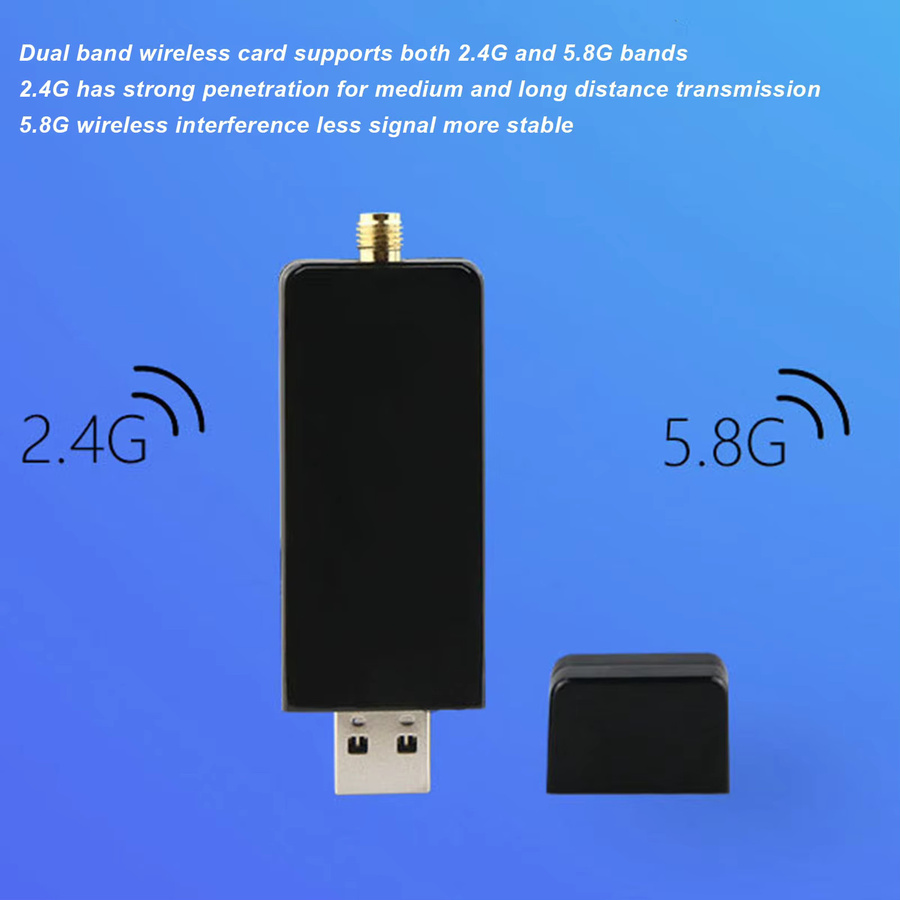 Aramox W50L Dual Band WiFi USB 3.0 Adapter RTL8812AU 1200M WLAN Netzwerkkarte in Schwarz - Bild 4