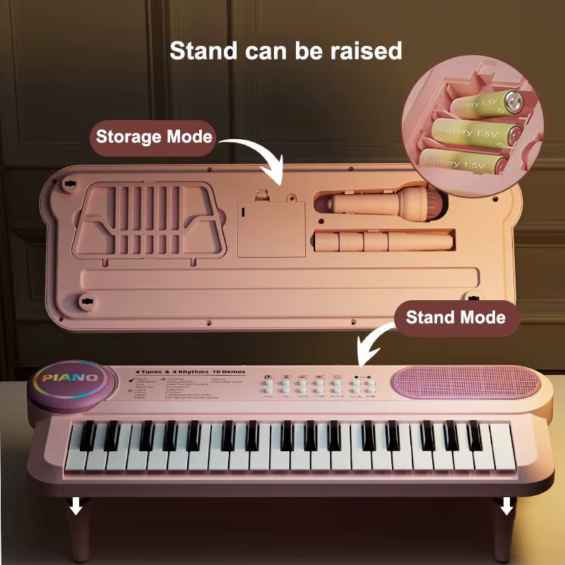 CONUSEA Kinder-Klaviertastatur, elektronisches Klavier mit Mikrofon, 37 Tasten - Bild 5