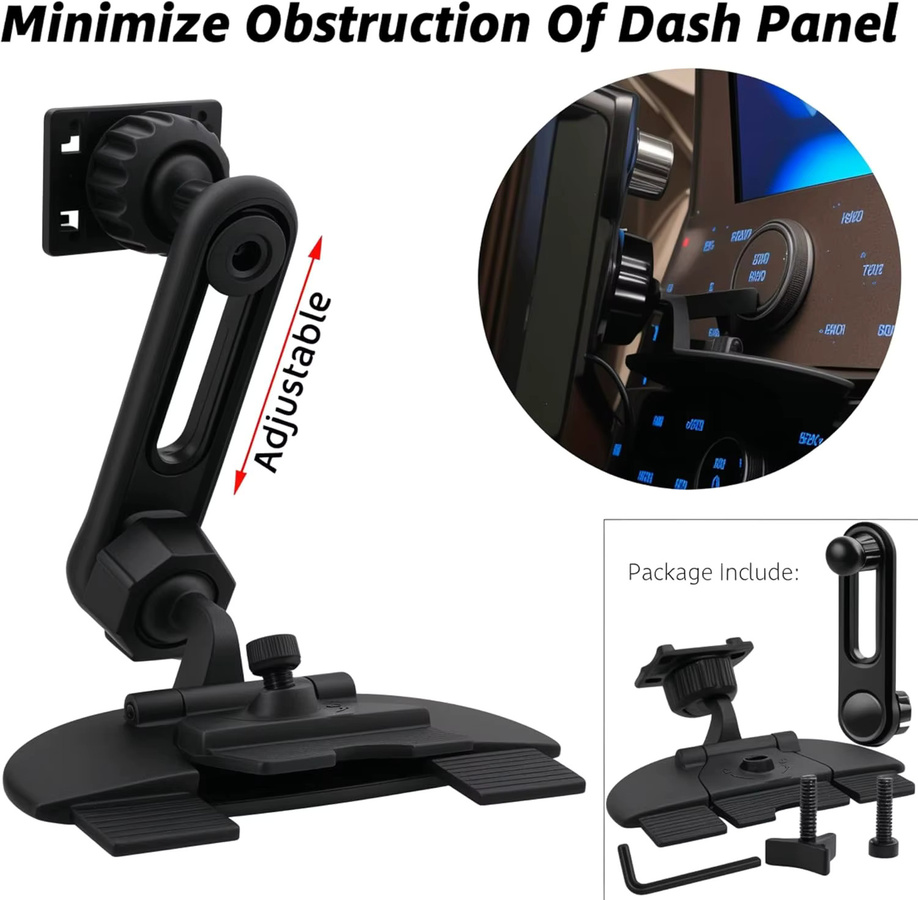 CD-Schlitz-Halterung für Carplay-Bildschirm und Garmin Nuvi GPS, 17mm Kugelgelenk, Schwarz, passend für 4-11 Zoll Monitore, Android Auto und Tablets - Bild 2