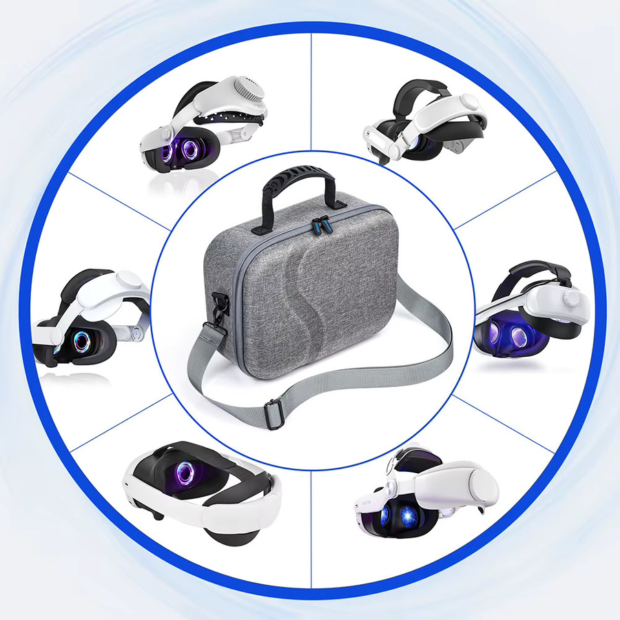 VODOOL Hartschalen-Reisetasche für Meta Quest 3 in Grau mit erweiterbarer Kapazität und mobilem Schutz für VR-Gaming-Zubehör - Bild 3