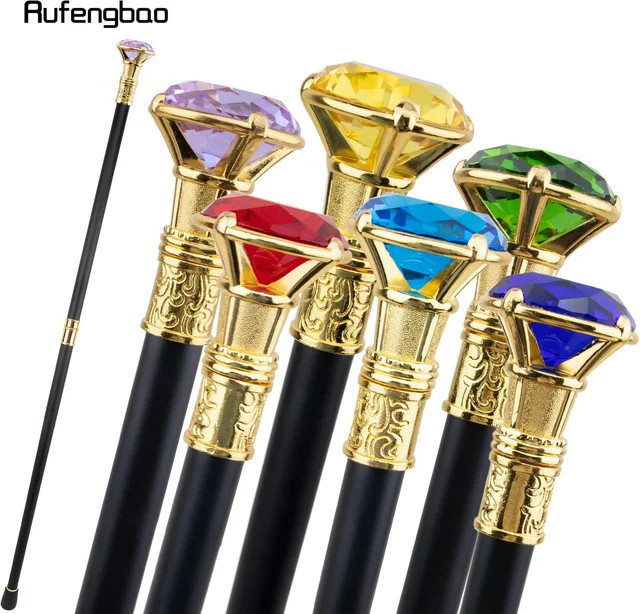Rufengbao Dekorativer Gehstock in Gold mit buntem Diamantdesign für Cosplay und Partys - Bild 1