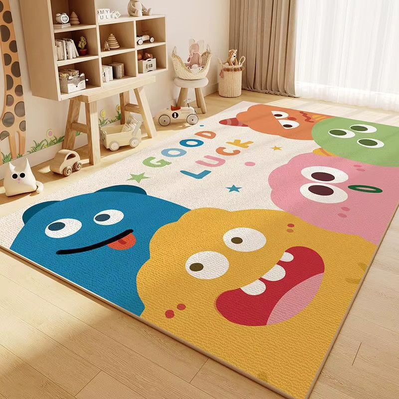 VIKAMA Kinderteppich aus Kristall-Samt im Cartoon-Design, rutschfest und ästhetisch, Multicolor - Bild 1