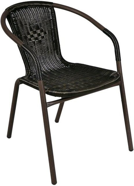 VCM Bistrostuhl aus Poly-Rattan und Stahl in Braun, stapelbarer Gartenstuhl für Balkon und Terrasse, H x B x T: 73 x 53 x 60 cm - Bild 1