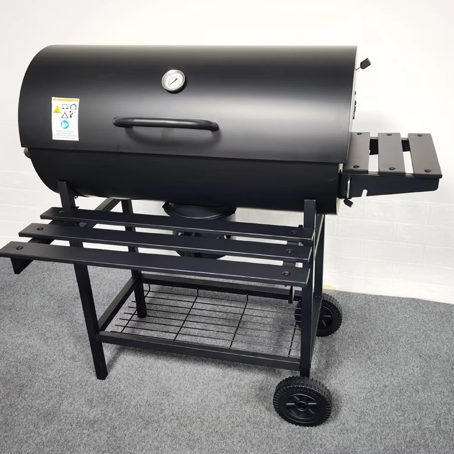 LONENESSL Holzkohlegrill mit Thermometer und Rädern in Schwarz für Camping und Picknick - Bild 5