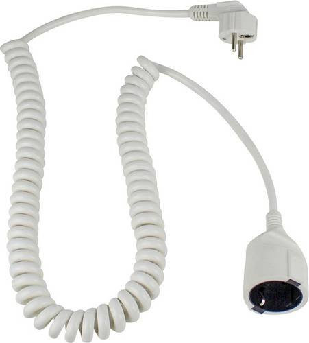 AS Schwabe Spiralkabel Strom Verlängerungskabel 16 A Weiß 2,50 m H05VV-F 3G 1,5 mm² - Bild 1