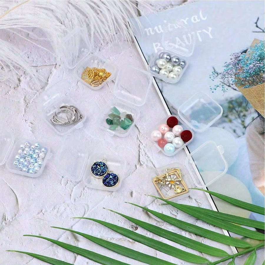 10 transparente Kunststoffbehälter mit Deckel zur Aufbewahrung von Schmuck wie Ohrringen, Ringen und Perlen - Bild 4