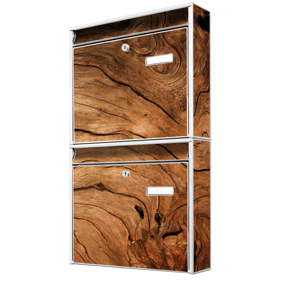 banjado Burg Wächter Briefkastenanlage für Mehrfamilienhäuser, weiß mit Holzmaserung, B/H/T: 36,2 x 64,5 x 10 cm - Bild 1