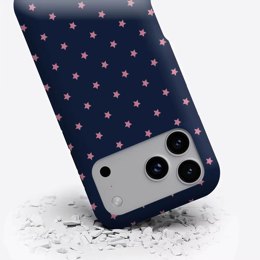 Aurbe Matte 2-in-1 MagSafe Hülle für iPhone 17 16 15 14 Plus Pro Max Stoßfeste Hartschale Marineblau mit Rosa Sternen - Bild 3