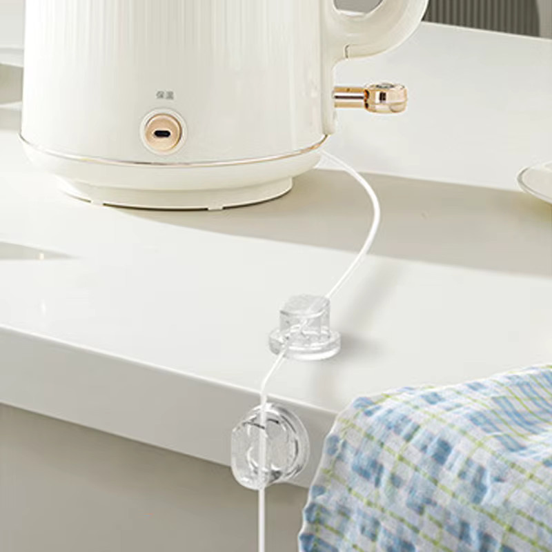 5er Set transparente Kabelhalter mit Selbstklebefläche für USB- und Datenkabel zur Kabelorganisation am Schreibtisch - Bild 2