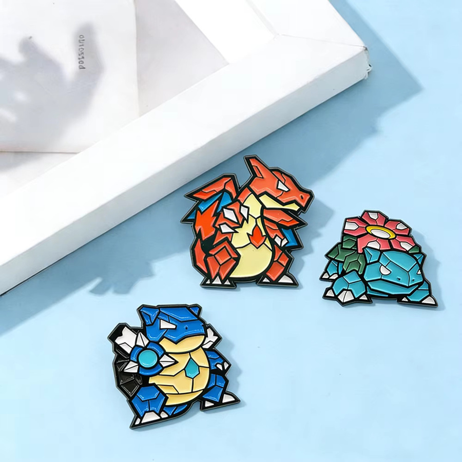 3-teiliges Pokemon Glurak Emaille-Pin-Set, Mosaik-Stil, Unisex - Bild 2