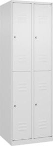 C+P Doppelstock-Spind Classic PLUS mit 2 Abteilen in Weiß, Stahlkonstruktion mit Zylinderschloss und Soft-Close-Türen, H x B x T: 185 x 60 x 50 cm - Bild 1