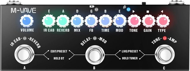 M-VAVE CUBE AC Tragbares multifunktionales Akustikgitarren-Kombieffektpedal mit kabelloser Musik für E-Gitarren, Schwarz - Bild 1