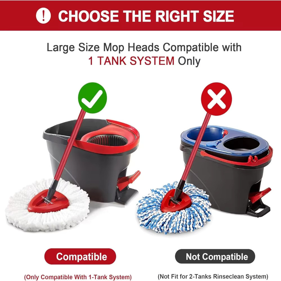 O-Cedar EasyWring Mikrofaser-Spin-Mop-Ersatzköpfe in Weiß, waschbare Mop-Nachfüllungen für die Tiefenreinigung von Hartholz- und Fliesenböden - Bild 2