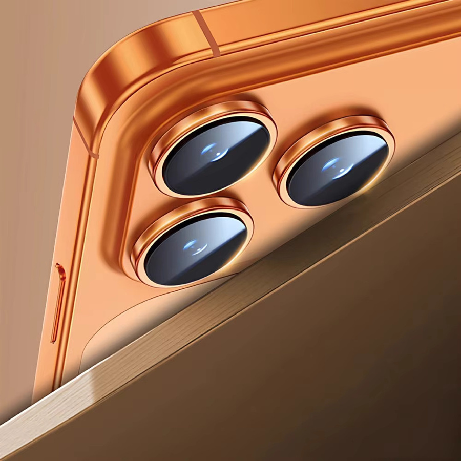 DIXSG 2er-Set matter Panzer-Kameraobjektivschutz für iPhone 17 Pro Max, 17 Pro und 17 Air aus gehärtetem Glas mit Metallring in Gold und Orange - Bild 2