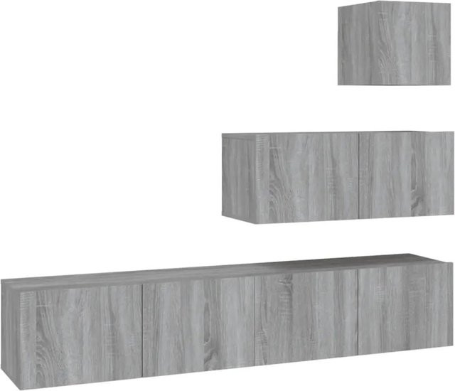 vidaXL 4-tlg. TV-Schrank-Set in Grau mit modernem Design für dein Wohnzimmer - Bild 1