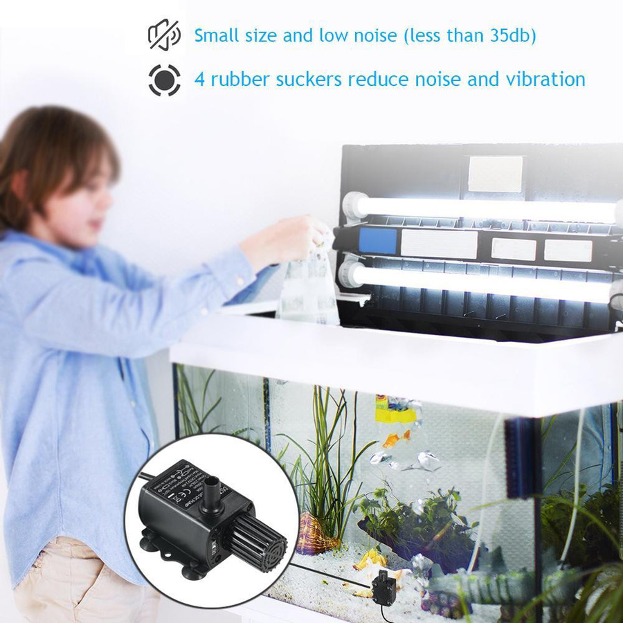 KaiSai Ultraleise Mini-Bürstenlos-Wasserpumpe mit USB DC5V, Wasserdicht und Tauchfähig für Aquarien und Springbrunnen, 4,8W, 300 l Förderhöhe - Bild 2
