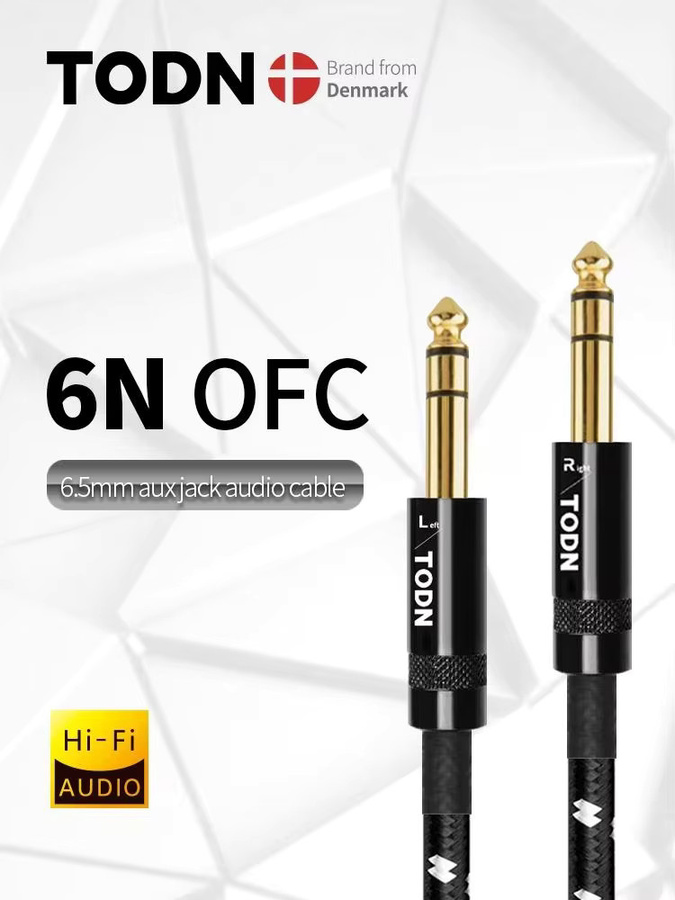 TODN High-End 6N OFC Aux-Audiokabel mit 3,5 mm Klinkenstecker, 24K vergoldet, Schwarz/Gold - Bild 5
