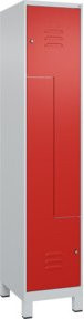 C+P Z-Spind Classic PLUS mit 2 Fächern, Füße, Zylinderschloss, Grau/Rot, H x B x T: 195 x 40 x 50 cm - Bild 1