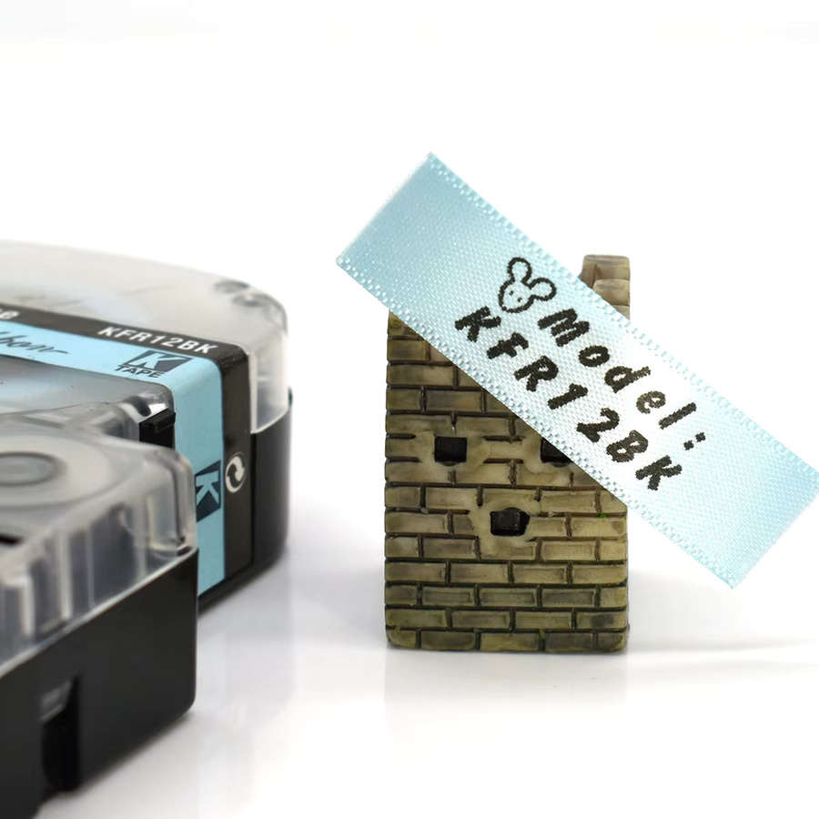 Satin Etikettenband 12mm kompatibel für Epson LW-300 und LW-400 in Schwarz und Blau - Bild 4