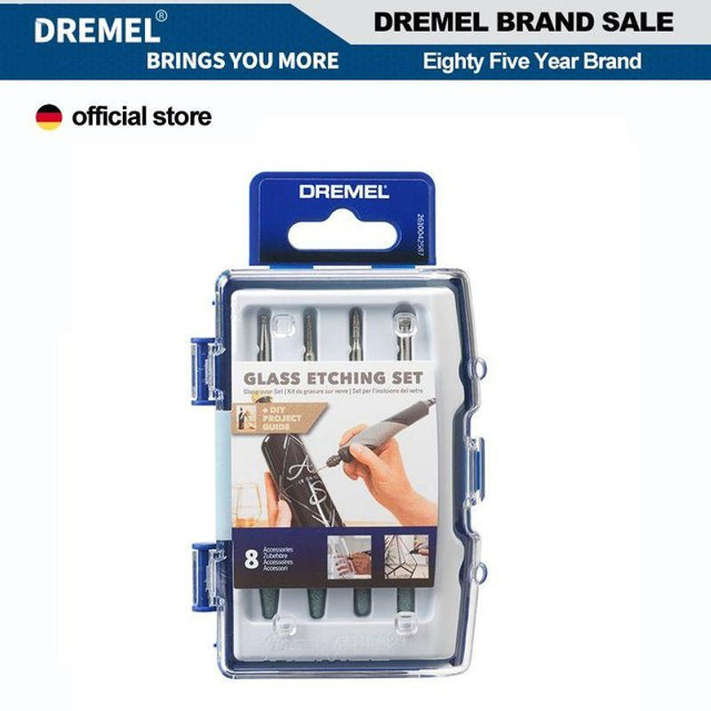 Dremel Glasgravurset 682 in Blau, 8-teiliges Zubehörset für Rotationswerkzeuge - Bild 2