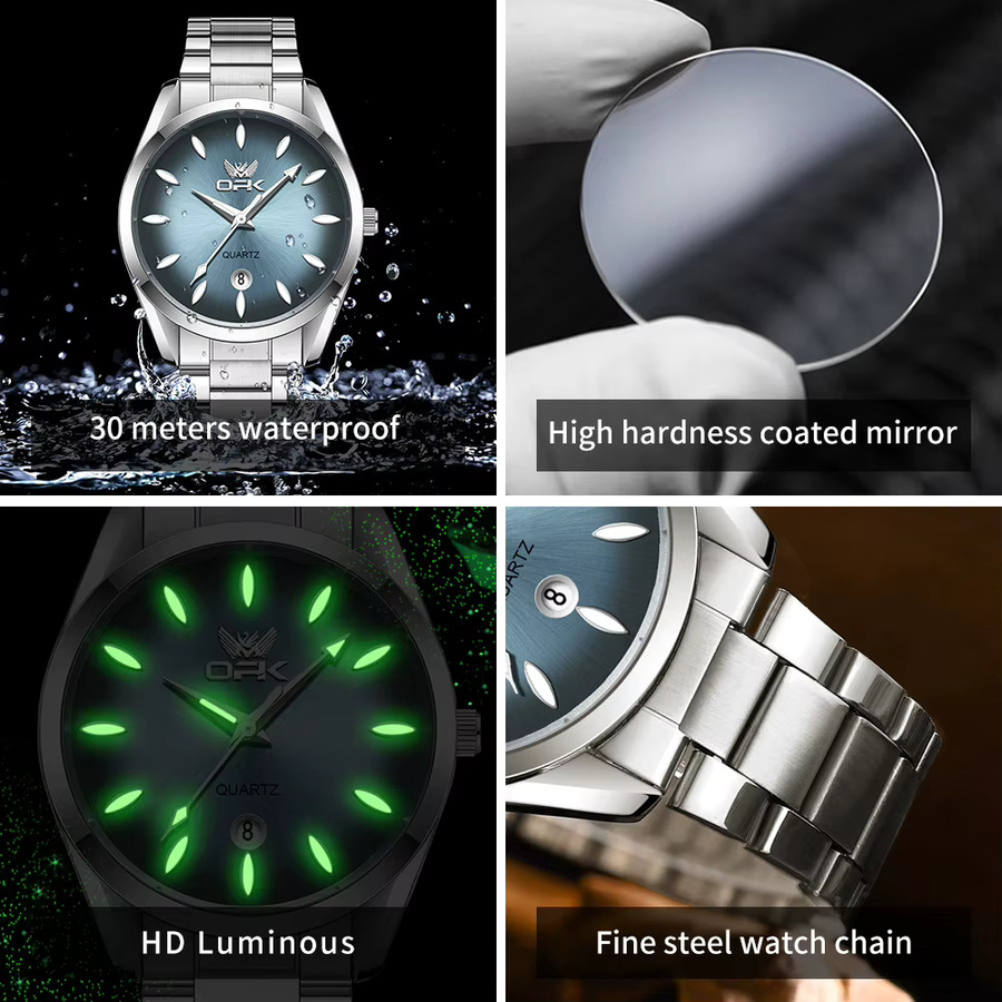 OPK Armbanduhr Edelstahl, Quarz, Blau, Silber, Herren - Bild 5