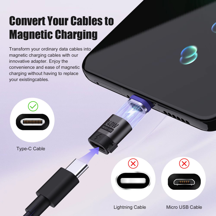 PD 240 W USB C auf Typ C Magnetadapter mit 480 Mbit/s Datenübertragung und Schnellladefunktion für MacBook Air, MacBook Pro und Steam Deck - Bild 5