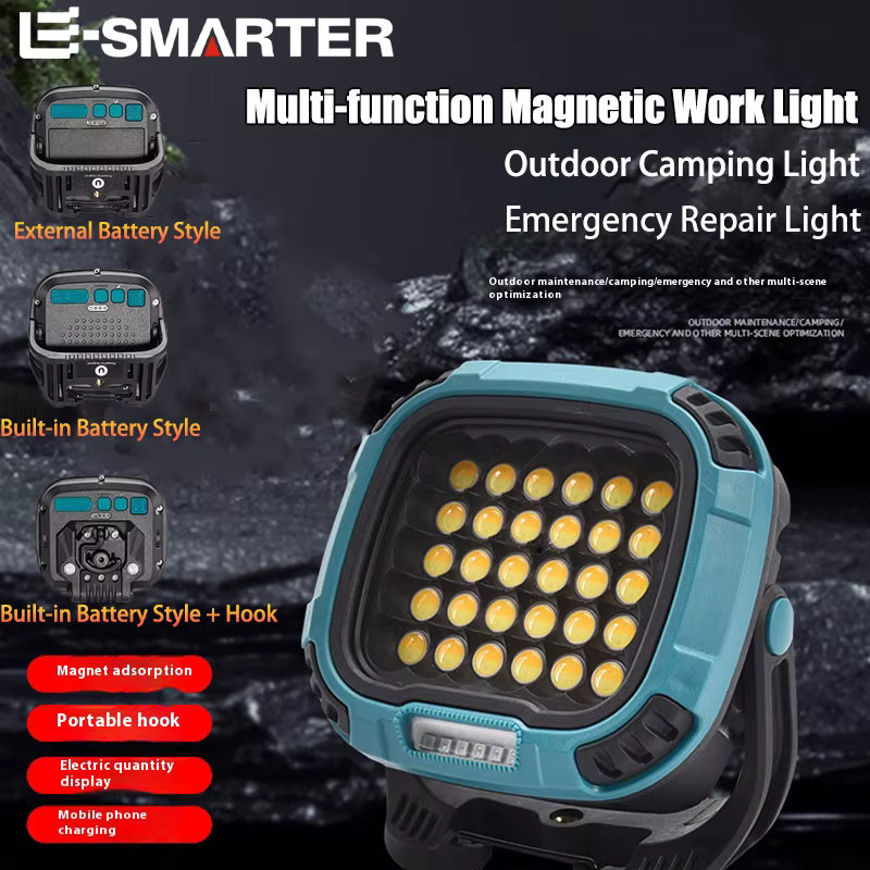 ESMARTER W893 Multifunktionale COB-Akku-Arbeitslampe mit LED, magnetischer Flutlichtstrahler in Schwarz - Bild 3