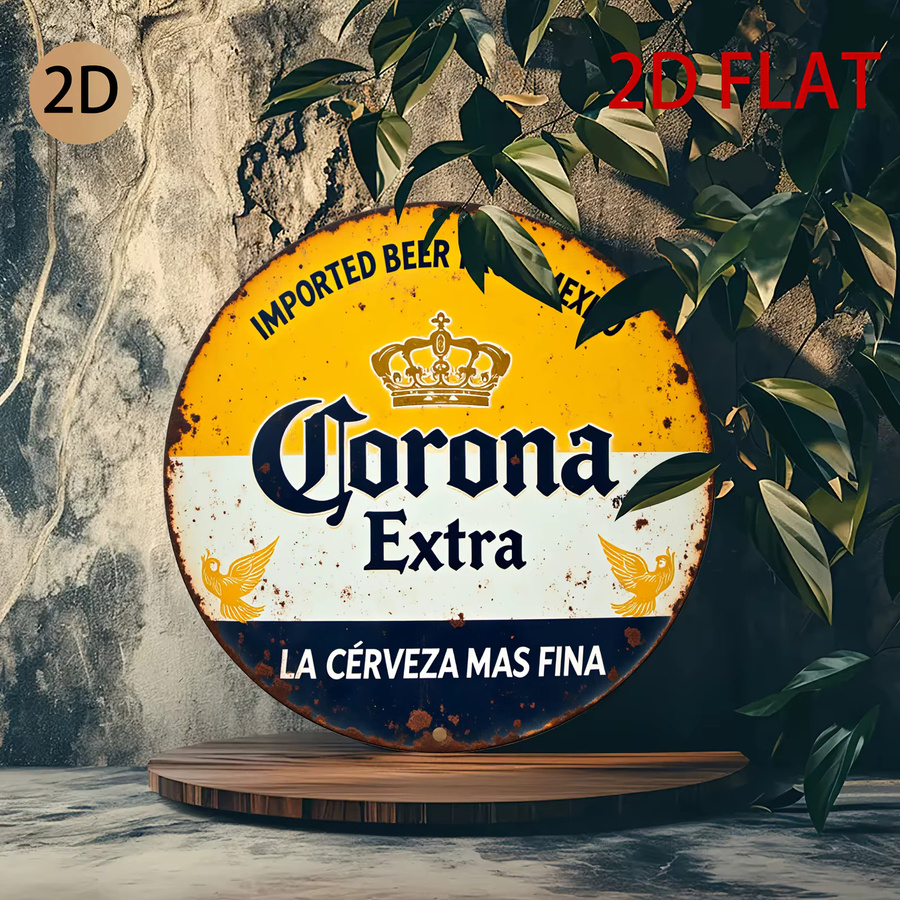 Corona Extra Vintage Metallwandkunst mit Krone und Flügel-Design in Blau und Gelb, B/H: 20 x 20 cm - Bild 3