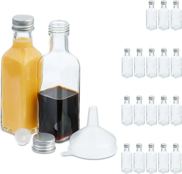 Relaxdays Miniflaschen aus Glas, transparent, auslaufsicher, 20er Pack, H x B x T: 14 x 4 x 4 cm - Bild 1