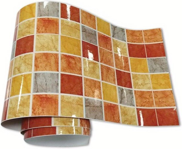 SZ-Damai Kristallmosaikfliesenaufkleber als Taillenlinie in Gelb, wasserdichter und verschleißfester Wandaufkleber aus Kunststoff, Länge: 2,4 m - Bild 1