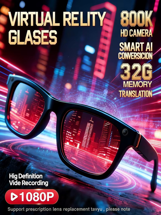 GUHUAVMI KI Smart Brille mit 800W Kamera für Herren in Schwarz und Transparent mit Echtzeit-Sprachübersetzung, Foto- und Videoaufnahme, Musikfunktion, ChatGPT-Unterstützung und Anruffunktion - Bild 6