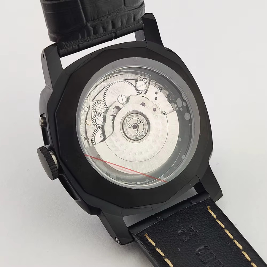OUMASHI Armbanduhr GMT, mechanisch, Edelstahlgehäuse, 45 mm, Lederarmband, Herren - Bild 3