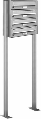 AL Briefkasten Freistehendes Briefkasten-System für 4 Parteien in Silber, B/H/T: 46,5 x 150 x 27,5 cm - Bild 1