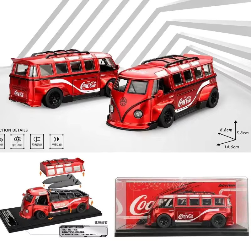WELLY T1 Bus Modell, Spielzeug Fahrzeug, 1:32, Metall, mit Licht und Sound - Bild 3