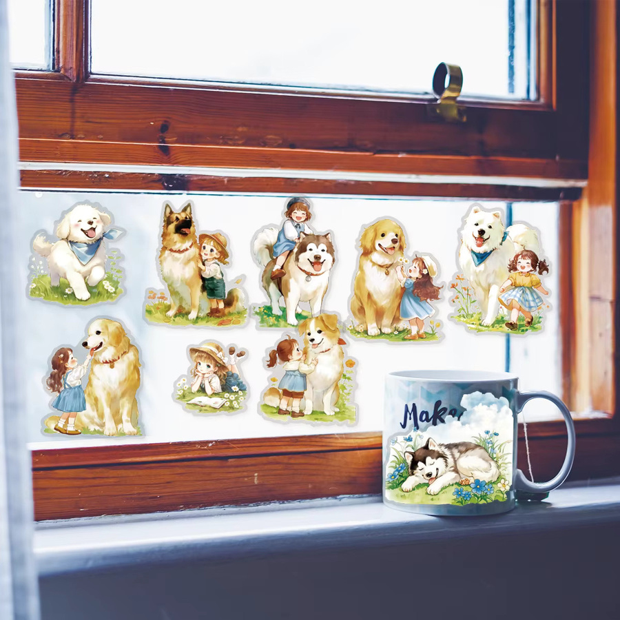 Etori Life Guardian Pup 10er Set Hundemädchen Aufkleber im Waldstil in Aquarell-Optik, bunte Sticker für Laptop, Handy und Dekoration - Bild 4