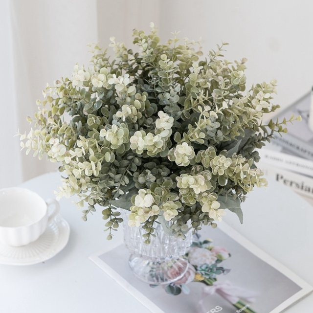 Künstlicher Eukalyptus in Grün und Blau aus Kunststoff für deine Dekoration und Blumenarrangements - Bild 1