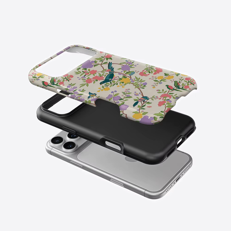 Potdemiel Aurea Case Matte Bumper MagSafe kompatible iPhone Hülle mit Blumen, Vogel und Schmetterling Druck in Multicolour - Bild 2