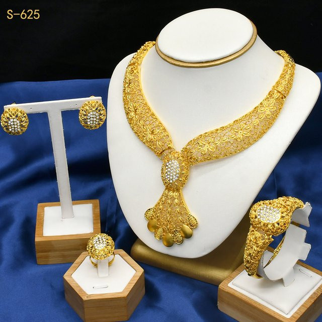 Schmuck-Set, Messing, Gold, Zirkonia, Damen - Bild 1