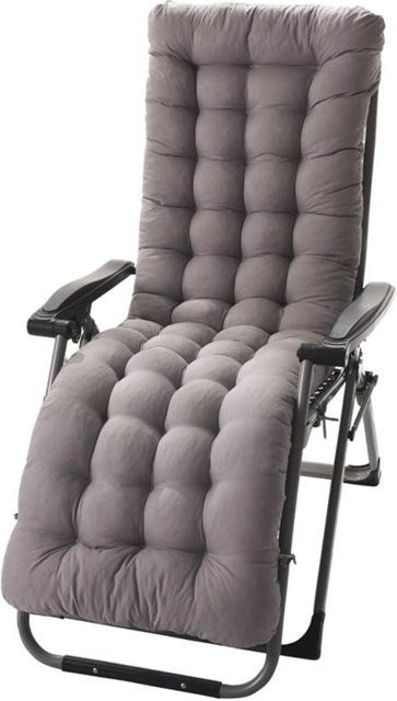 Verdicktes Sitzkissen für Relaxsessel und Gartenliegen in Grau, B/T/H: 125 x 48 x 8 cm - Bild 1