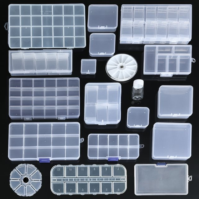 QIAO Kunststoff-Organizer transparente Aufbewahrungsbox mit verstellbaren Trennwänden für Schmuck, Perlen und DIY-Handwerk - Bild 1