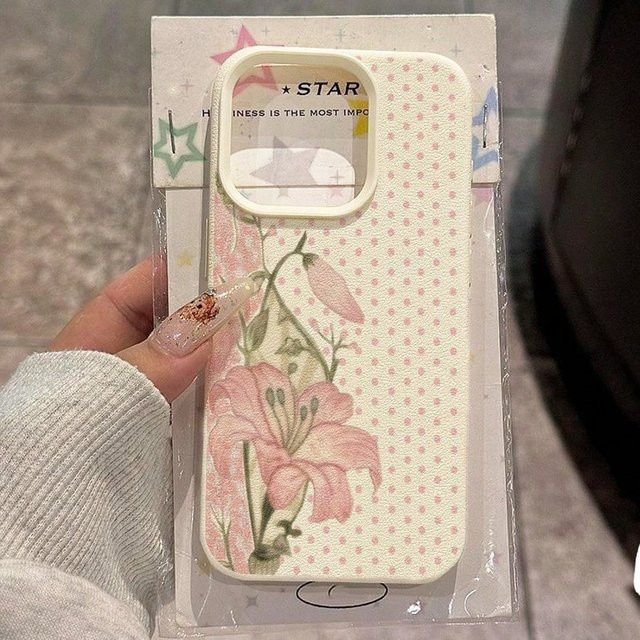 Handyhülle mit Lilien-Blumenmuster und Polka-Dots für Xiaomi Poco F7 Pro 5G, Poco F6, F5, X5, X6, X7, Xiaomi 15T, 14T, 13T, 15, 14 - Bild 1