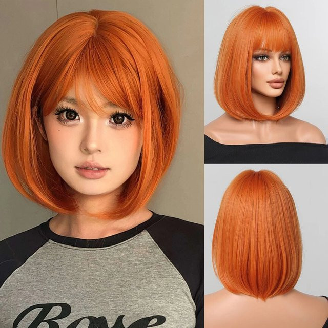 EASIHAIR Perücke, kurz und gerade, orange, Synthetik, Damen - Bild 1